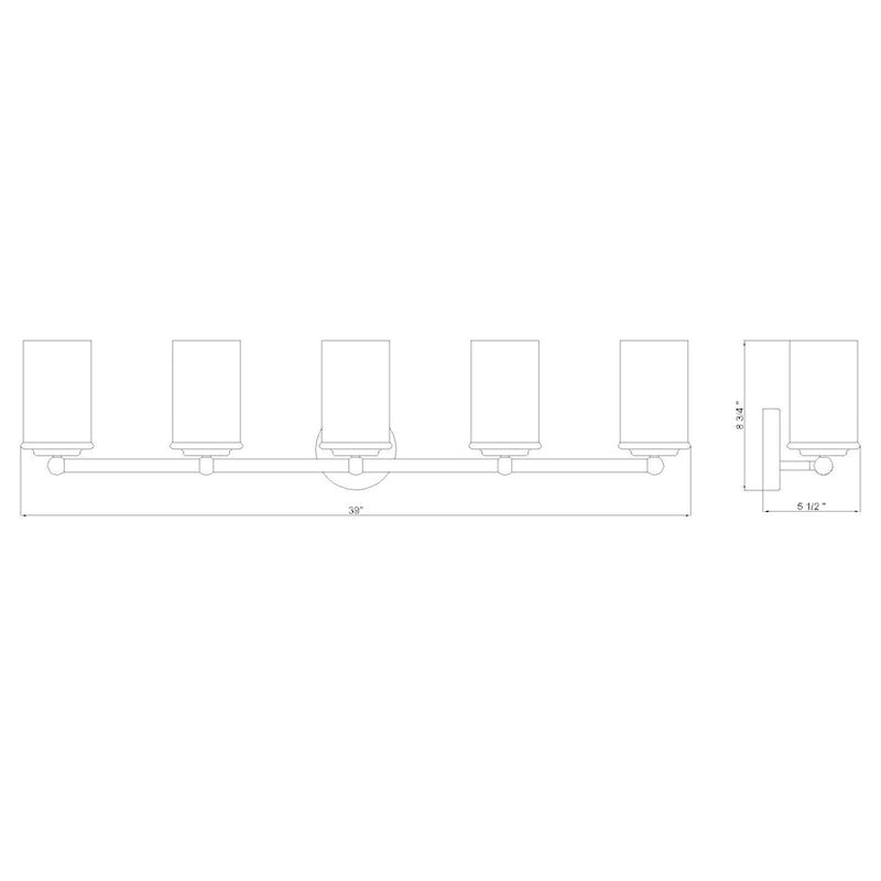 Z-Lite Thayer 5 Light Vanity, Brushed Nickel/Clear