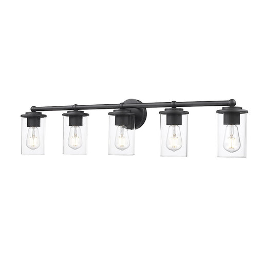 Z-Lite Thayer 5 Light Vanity, Matte Black/Clear - 742-5V-MB