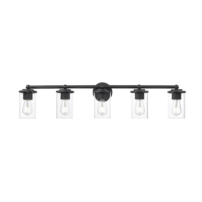 Z-Lite Thayer 5 Light Vanity, Matte Black/Clear