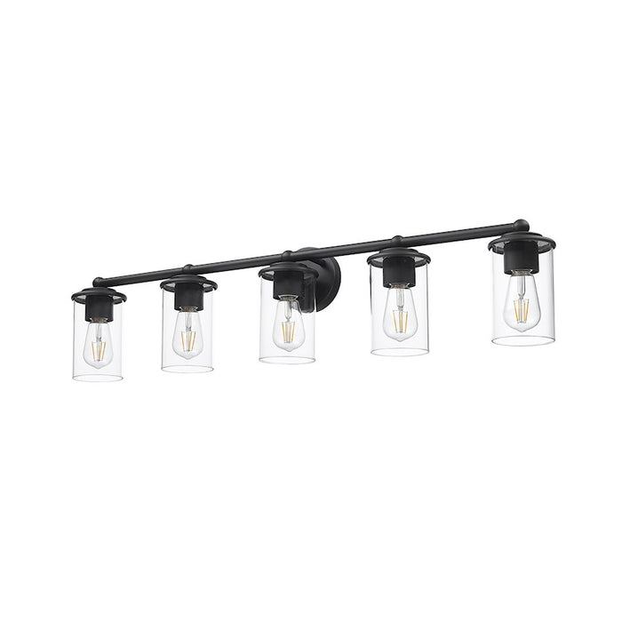 Z-Lite Thayer 5 Light Vanity, Matte Black/Clear