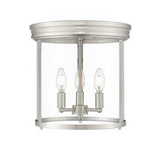 Z-Lite Thayer 3 Light Flush Mount, Brushed Nickel/Clear - 742F13-BN