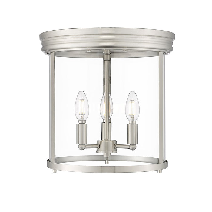 Z-Lite Thayer 3 Light Flush Mount, Brushed Nickel/Clear - 742F13-BN