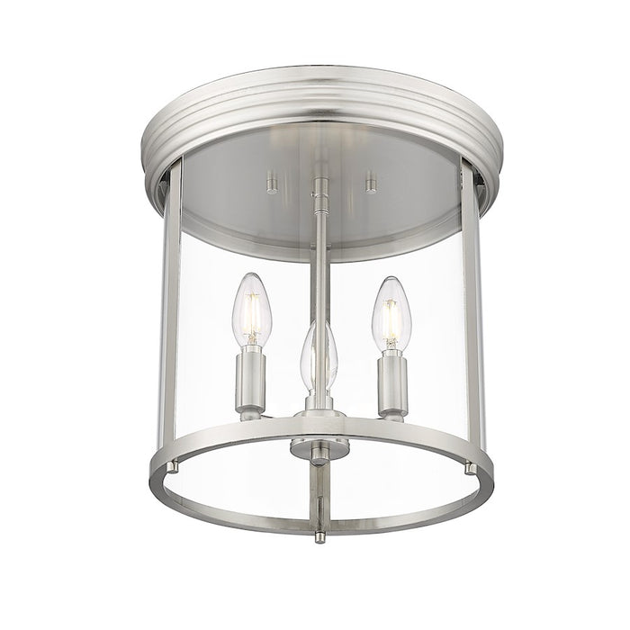 Z-Lite Thayer 3 Light Flush Mount, Brushed Nickel/Clear