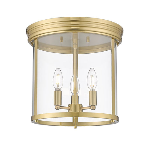 Z-Lite Thayer 3 Light Flush Mount, Luxe Gold/Clear