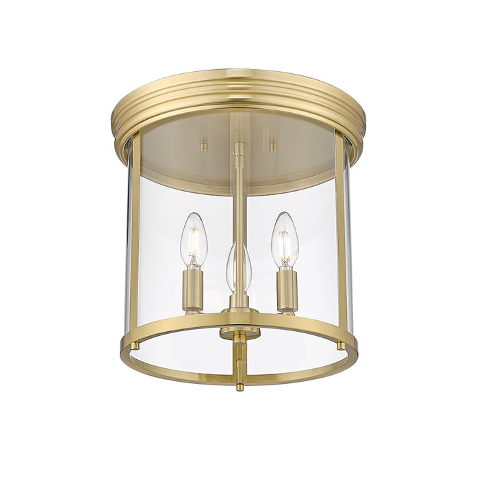 Z-Lite Thayer 3 Light Flush Mount, Luxe Gold/Clear