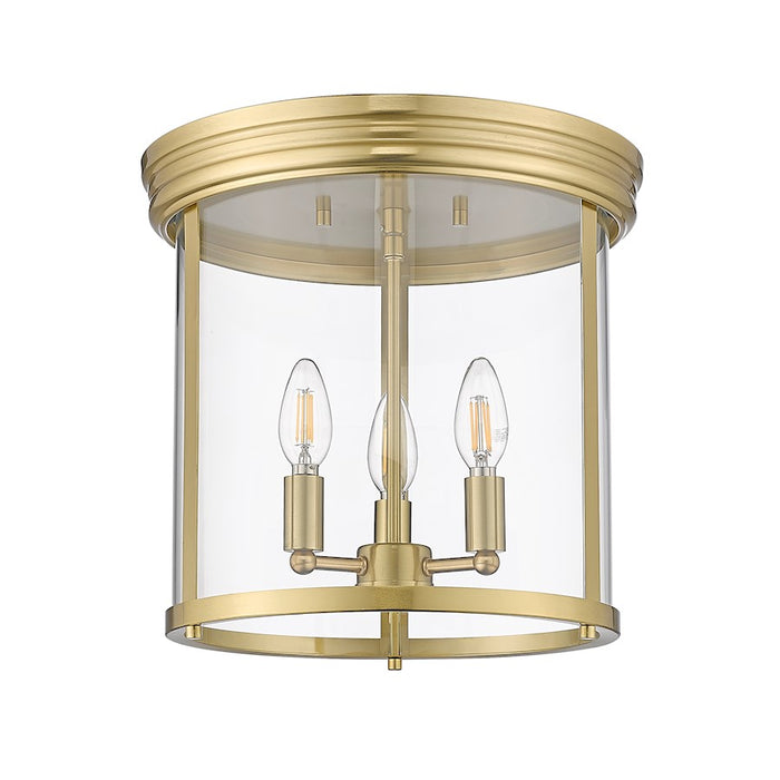 Z-Lite Thayer 3 Light Flush Mount, Luxe Gold/Clear