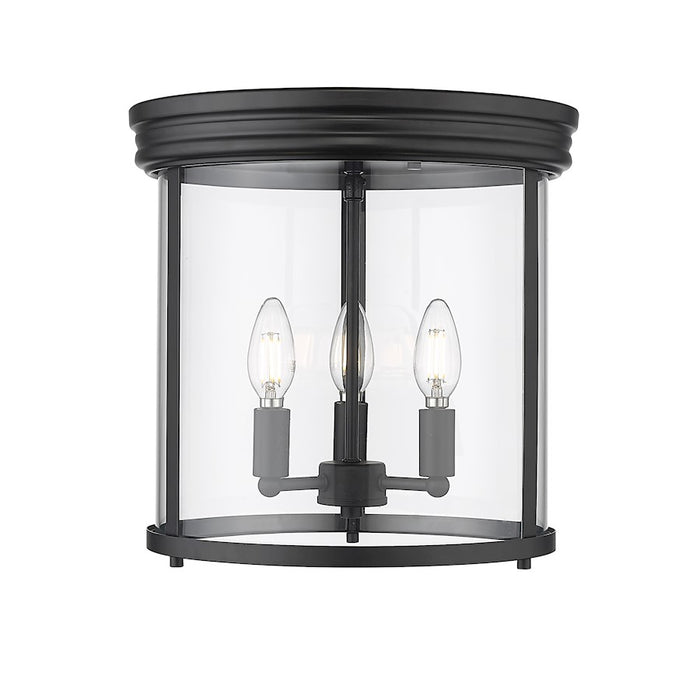 Z-Lite Thayer 3 Light Flush Mount, Matte Black/Clear - 742F13-MB