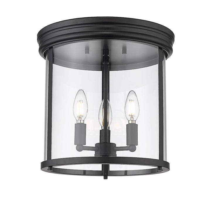 Z-Lite Thayer 3 Light Flush Mount, Matte Black/Clear