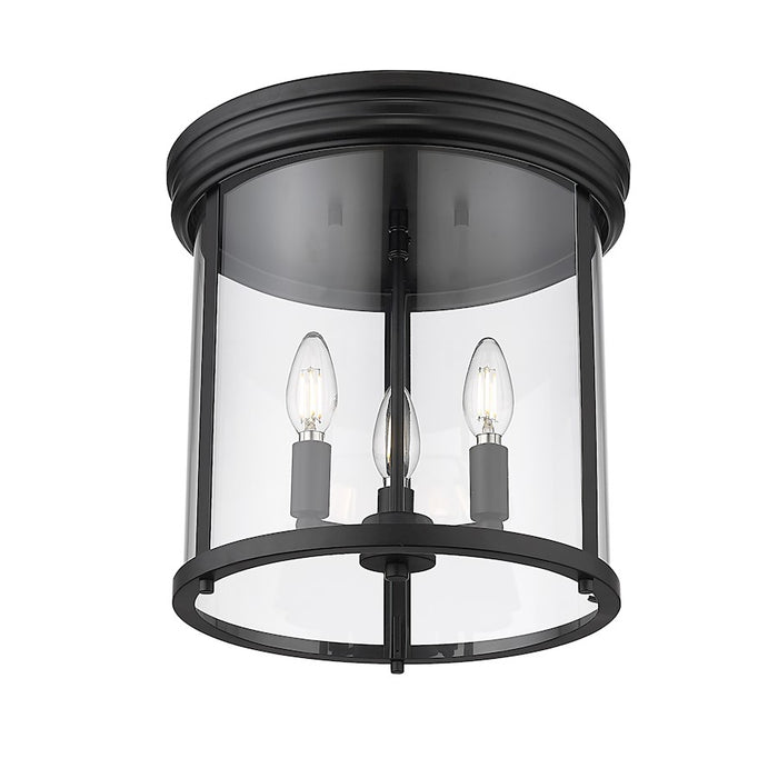 Z-Lite Thayer 3 Light Flush Mount, Matte Black/Clear