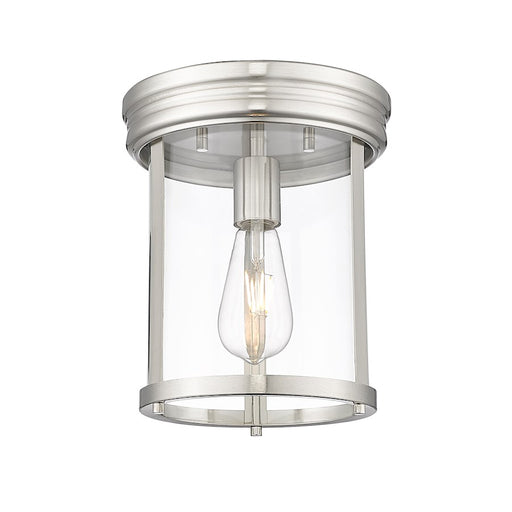 Z-Lite Thayer 1 Light Flush Mount, Brushed Nickel/Clear