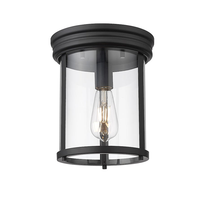 Z-Lite Thayer 1 Light Flush Mount, Matte Black/Clear