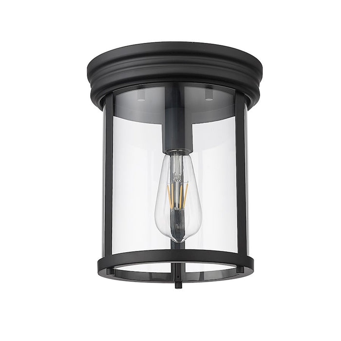 Z-Lite Thayer 1 Light Flush Mount, Matte Black/Clear