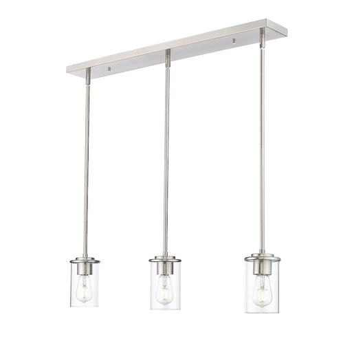 Z-Lite Thayer 3 Light Pendant, Brushed Nickel/Clear - 742MP-3BN