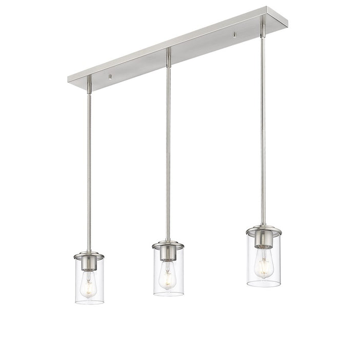 Z-Lite Thayer 3 Light Pendant, Brushed Nickel/Clear