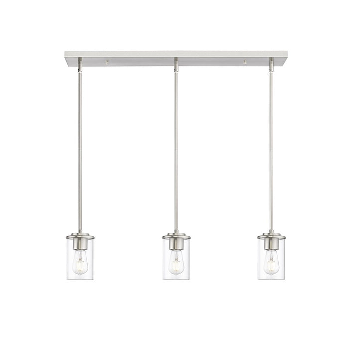 Z-Lite Thayer 3 Light Pendant, Brushed Nickel/Clear