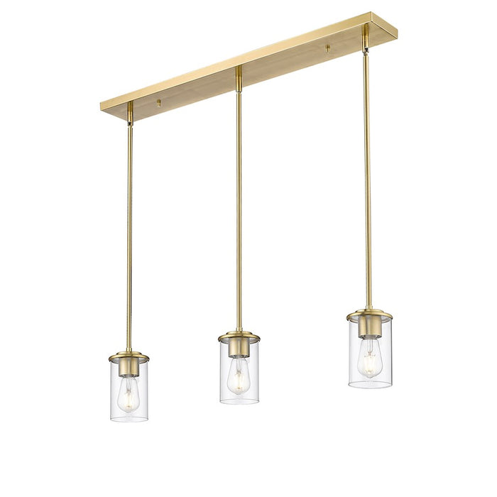 Z-Lite Thayer 3 Light Pendant, Luxe Gold/Clear