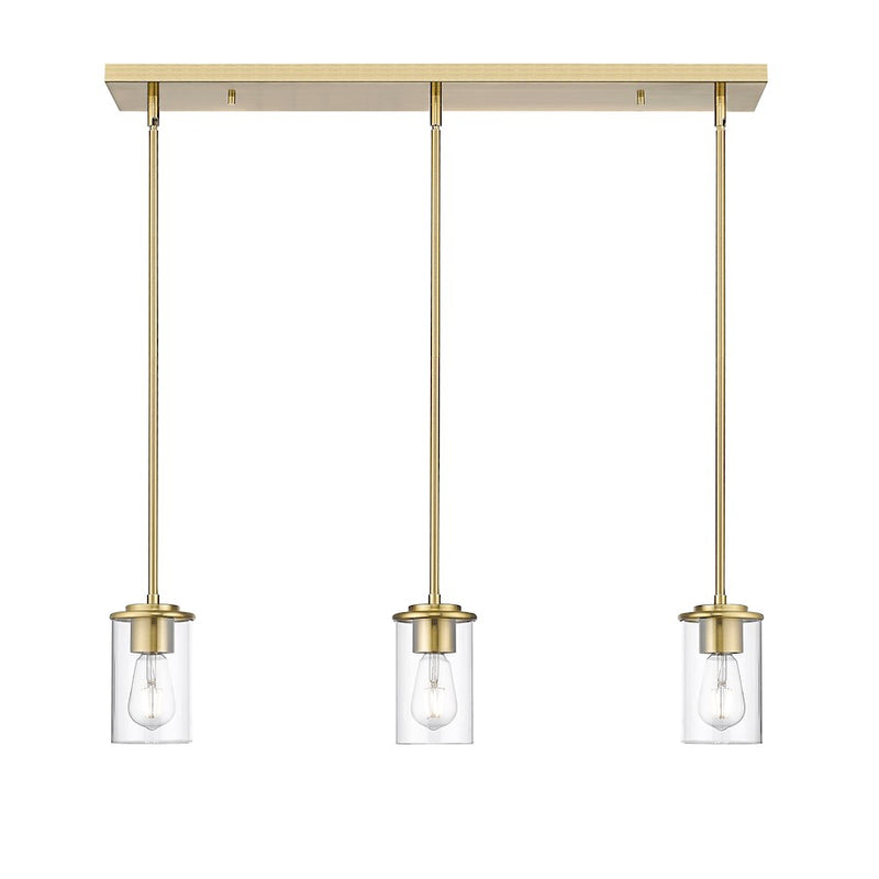 Z-Lite Thayer 3 Light Pendant, Luxe Gold/Clear