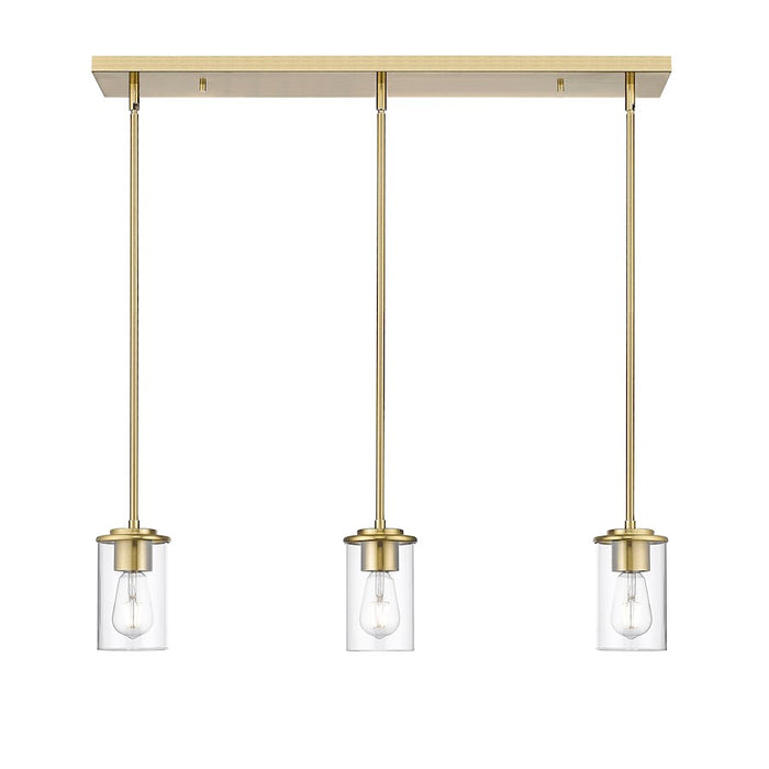 Z-Lite Thayer 3 Light Pendant, Luxe Gold/Clear