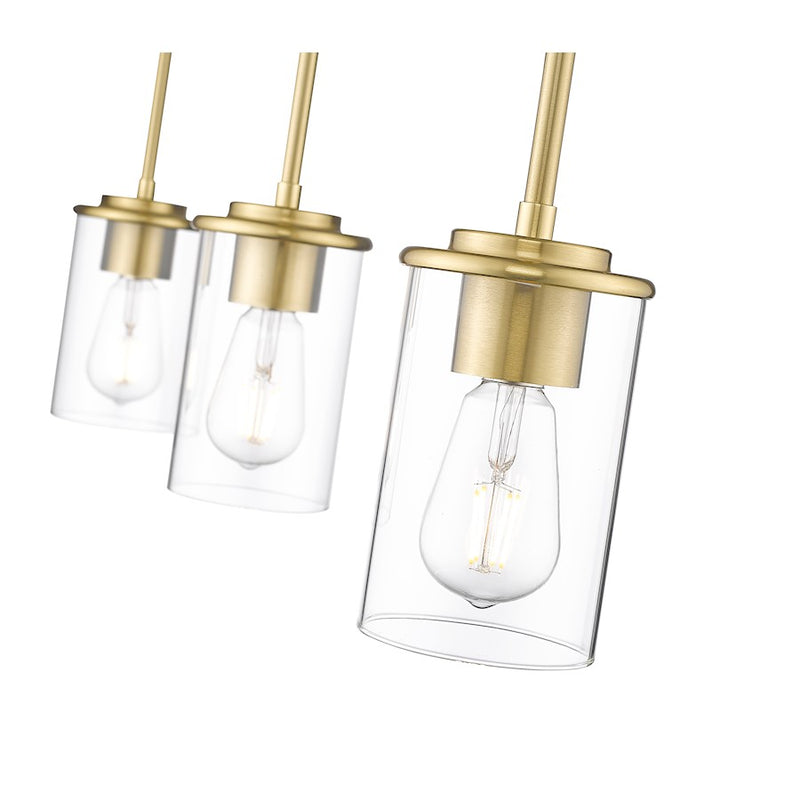 Z-Lite Thayer 3 Light Pendant, Luxe Gold/Clear