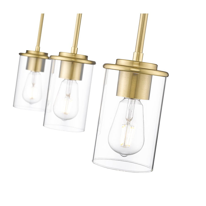 Z-Lite Thayer 3 Light Pendant, Luxe Gold/Clear