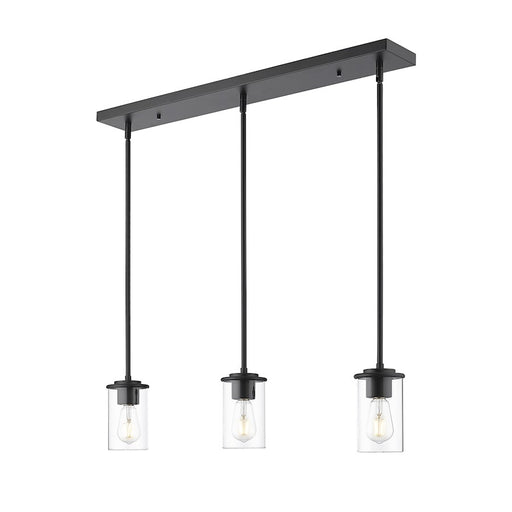 Z-Lite Thayer 3 Light Pendant, Matte Black/Clear - 742MP-3MB