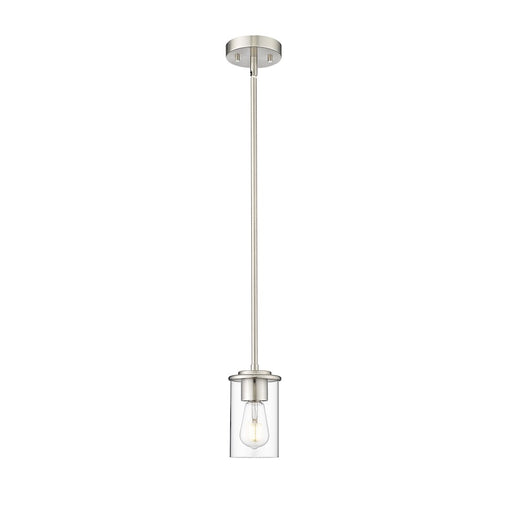 Z-Lite Thayer 1 Light Pendant, Brushed Nickel/Clear - 742MP-BN