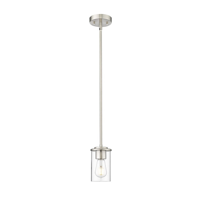 Z-Lite Thayer 1 Light Pendant, Brushed Nickel/Clear - 742MP-BN