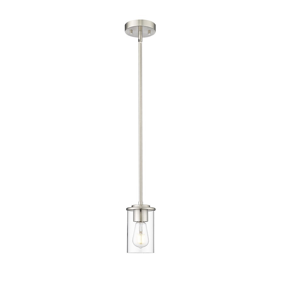 Z-Lite Thayer 1 Light Pendant, Brushed Nickel/Clear - 742MP-BN