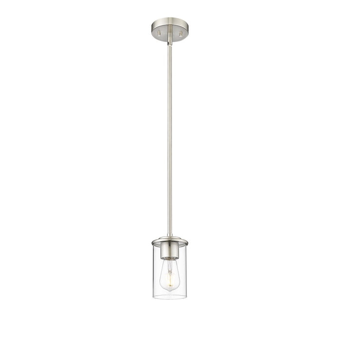 Z-Lite Thayer 1 Light Pendant, Brushed Nickel/Clear