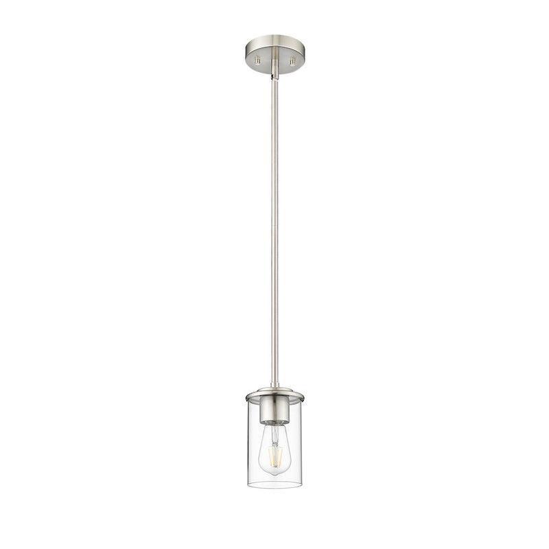 Z-Lite Thayer 1 Light Pendant, Brushed Nickel/Clear