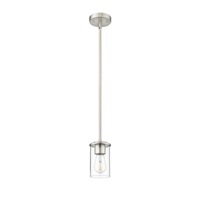 Z-Lite Thayer 1 Light Pendant, Brushed Nickel/Clear