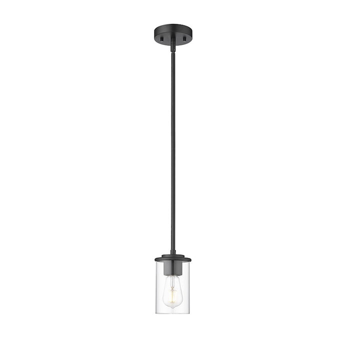 Z-Lite Thayer 1 Light Pendant, Matte Black/Clear - 742MP-MB