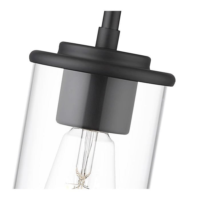 Z-Lite Thayer 1 Light Pendant, Matte Black/Clear