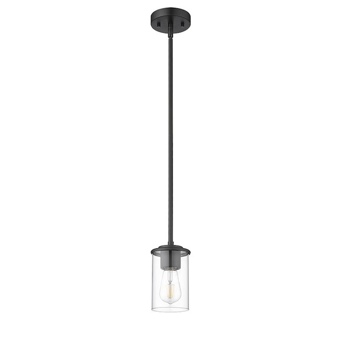 Z-Lite Thayer 1 Light Pendant, Matte Black/Clear