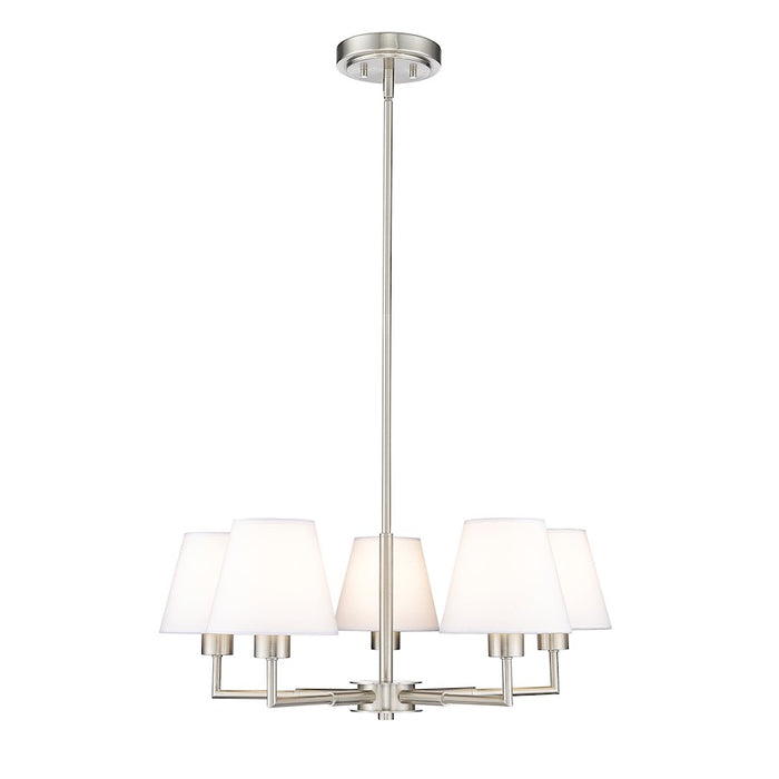 Z-Lite Leila 5 Light 26" Chandelier, Brushed Nickel/White Linen - 744-26R-BN