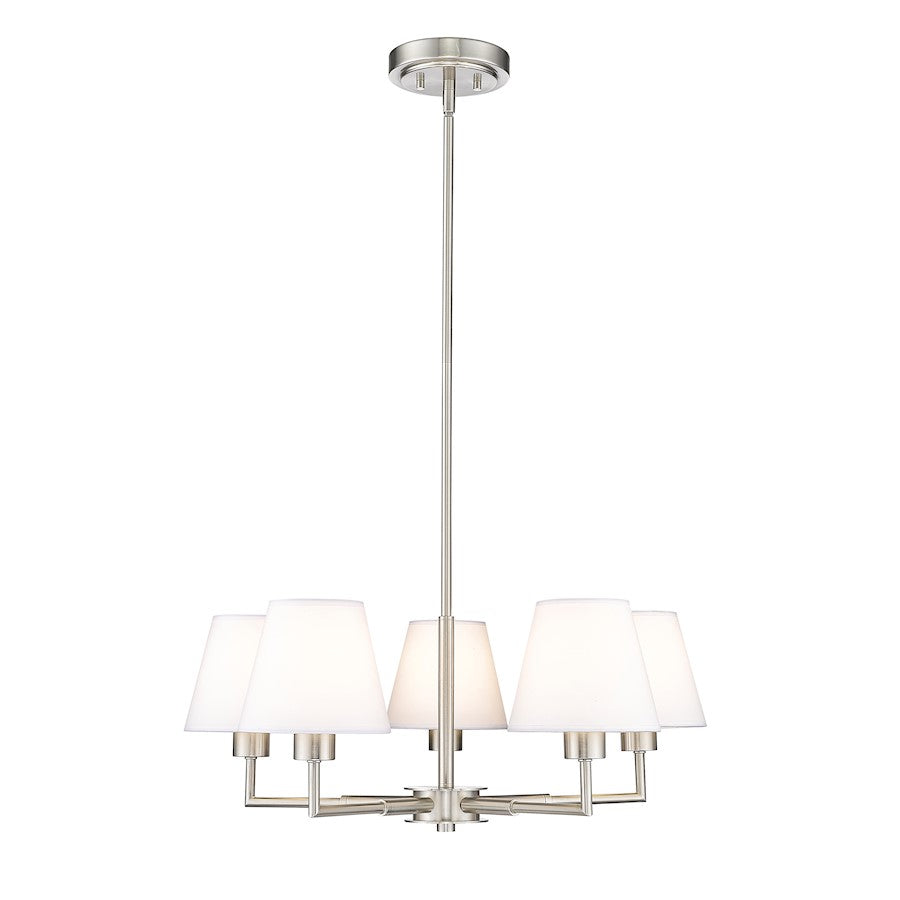 Z-Lite Leila 5 Light 26" Chandelier, Brushed Nickel/White Linen - 744-26R-BN