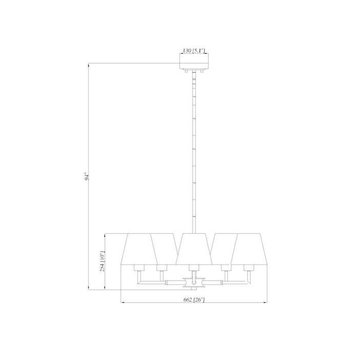 Z-Lite Leila 5 Light 26" Chandelier, Brushed Nickel/White Linen