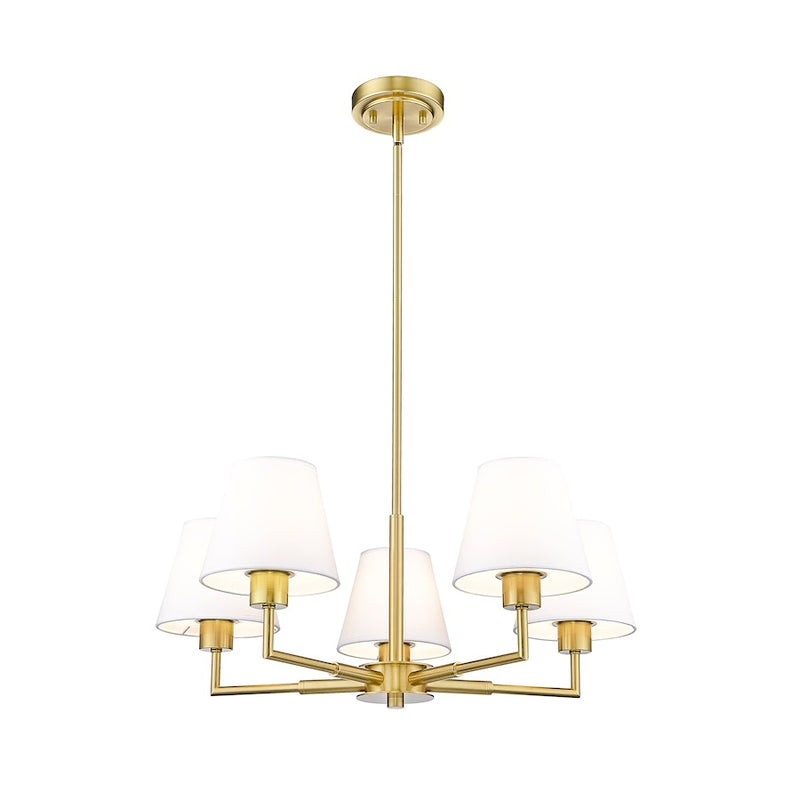 Z-Lite Leila 5 Light 26" Chandelier, Luxe Gold/White Linen