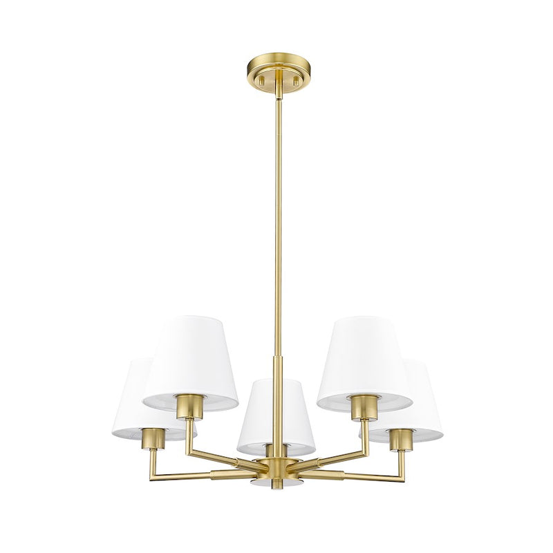 Z-Lite Leila 5 Light 26" Chandelier, Luxe Gold/White Linen