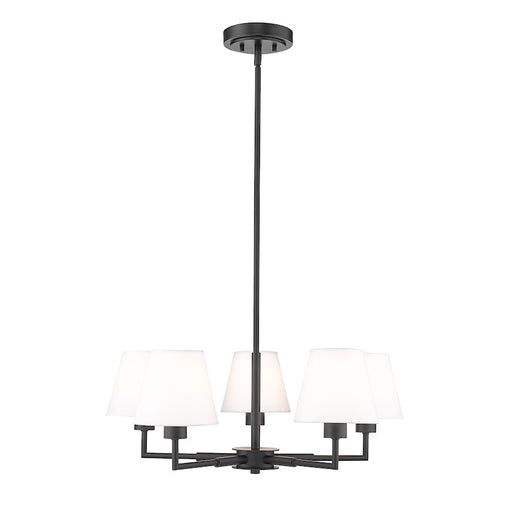 Z-Lite Leila 5 Light 26" Chandelier, Matte Black/White Linen - 744-26R-MB