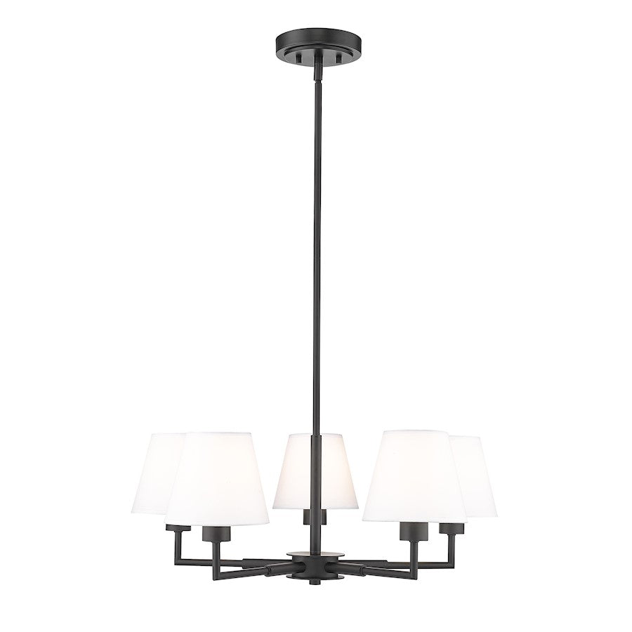 Z-Lite Leila 5 Light 26" Chandelier, Matte Black/White Linen - 744-26R-MB