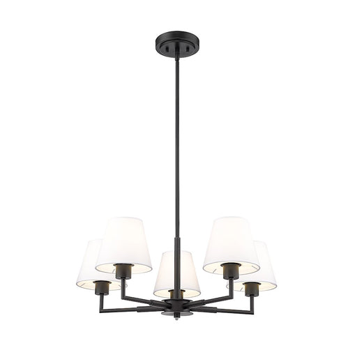 Z-Lite Leila 5 Light 26" Chandelier, Matte Black/White Linen