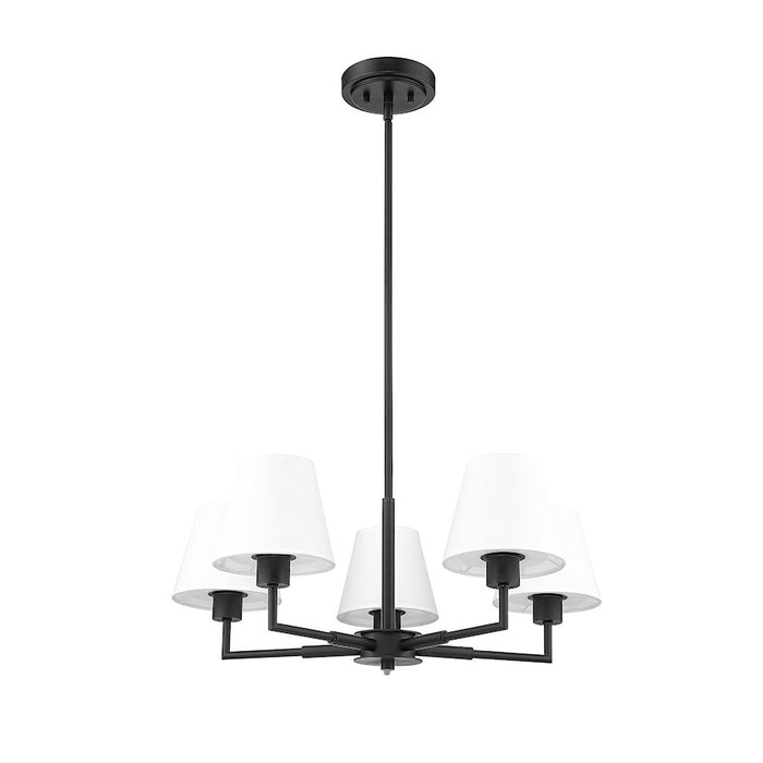 Z-Lite Leila 5 Light 26" Chandelier, Matte Black/White Linen