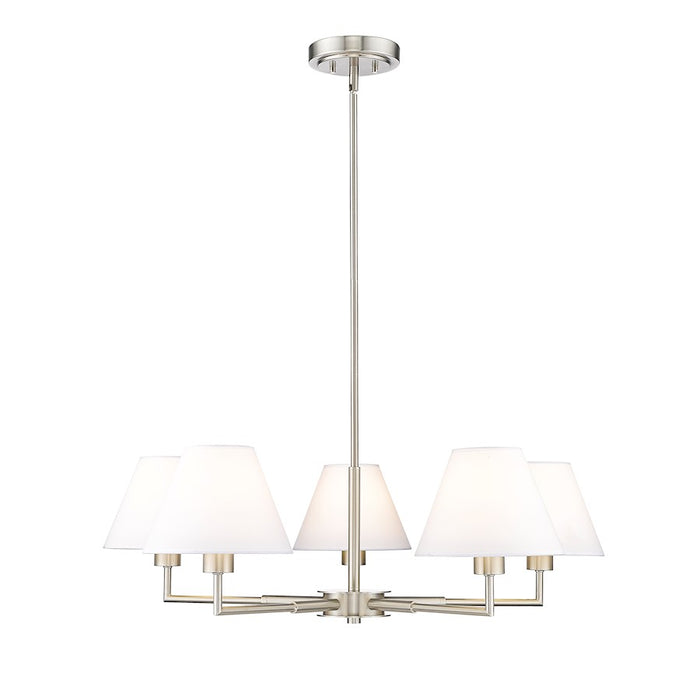 Z-Lite Leila 5 Light 34" Chandelier, Brushed Nickel/White Linen - 744-34R-BN