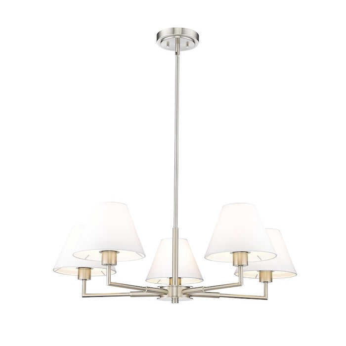 Z-Lite Leila 5 Light 34" Chandelier, Brushed Nickel/White Linen