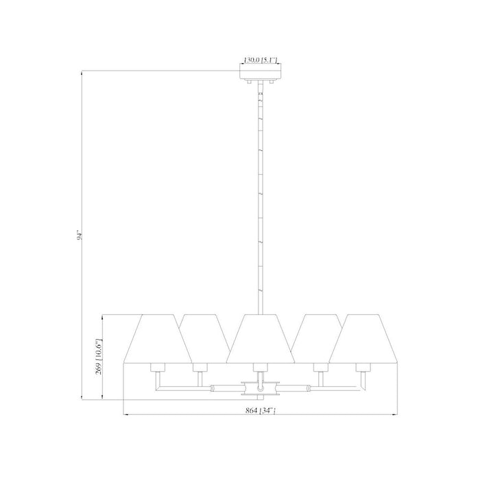 Z-Lite Leila 5 Light 34" Chandelier, Brushed Nickel/White Linen