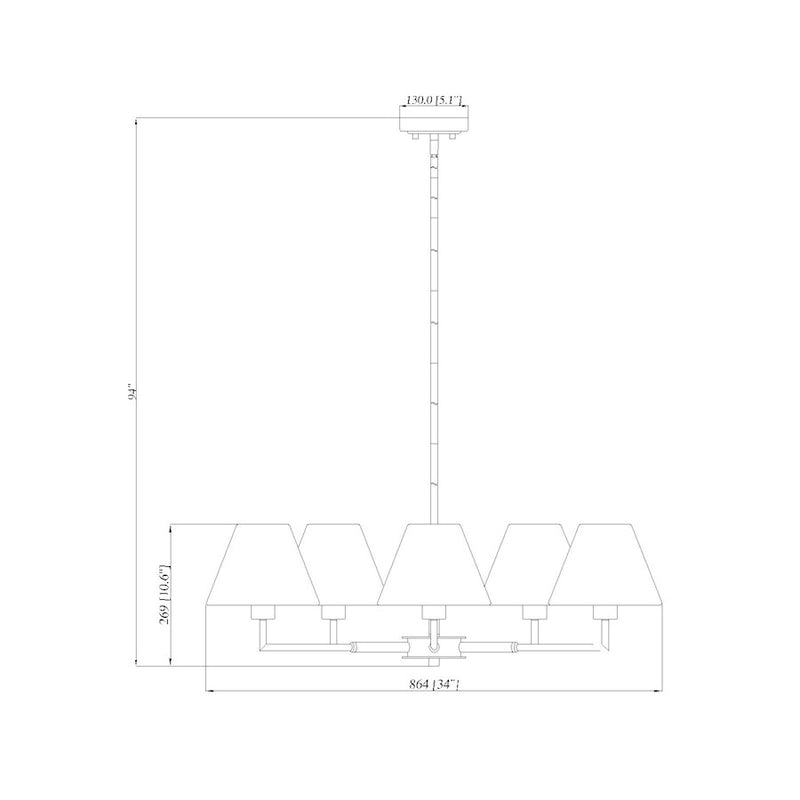 Z-Lite Leila 5 Light 34" Chandelier, Brushed Nickel/White Linen