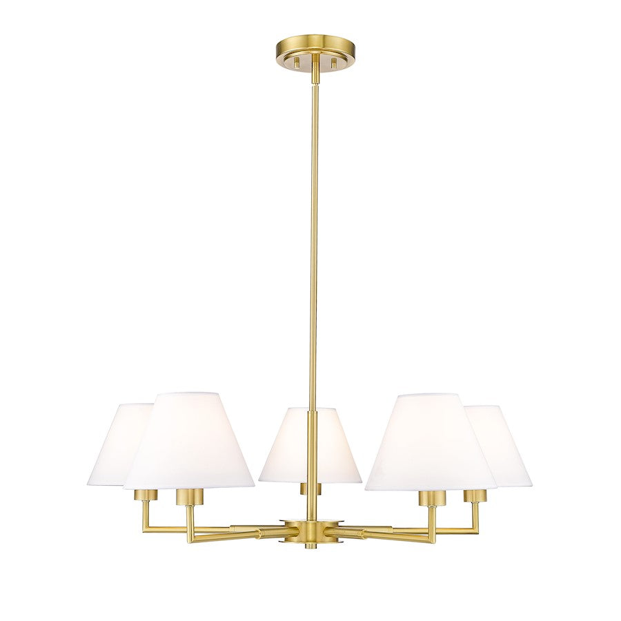 Z-Lite Leila 5 Light 34" Chandelier, Luxe Gold/White Linen - 744-34R-LG