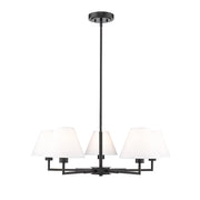 Z-Lite Leila 5 Light 34" Chandelier, Matte Black/White Linen - 744-34R-MB