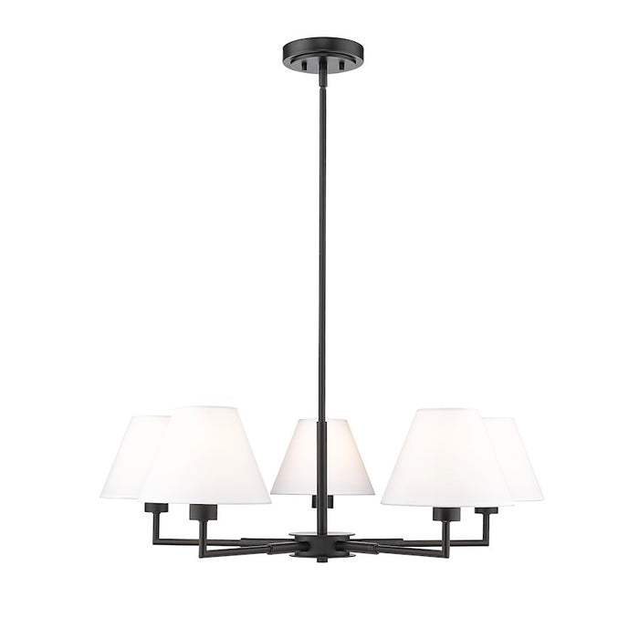 Z-Lite Leila 5 Light 34" Chandelier, Matte Black/White Linen - 744-34R-MB